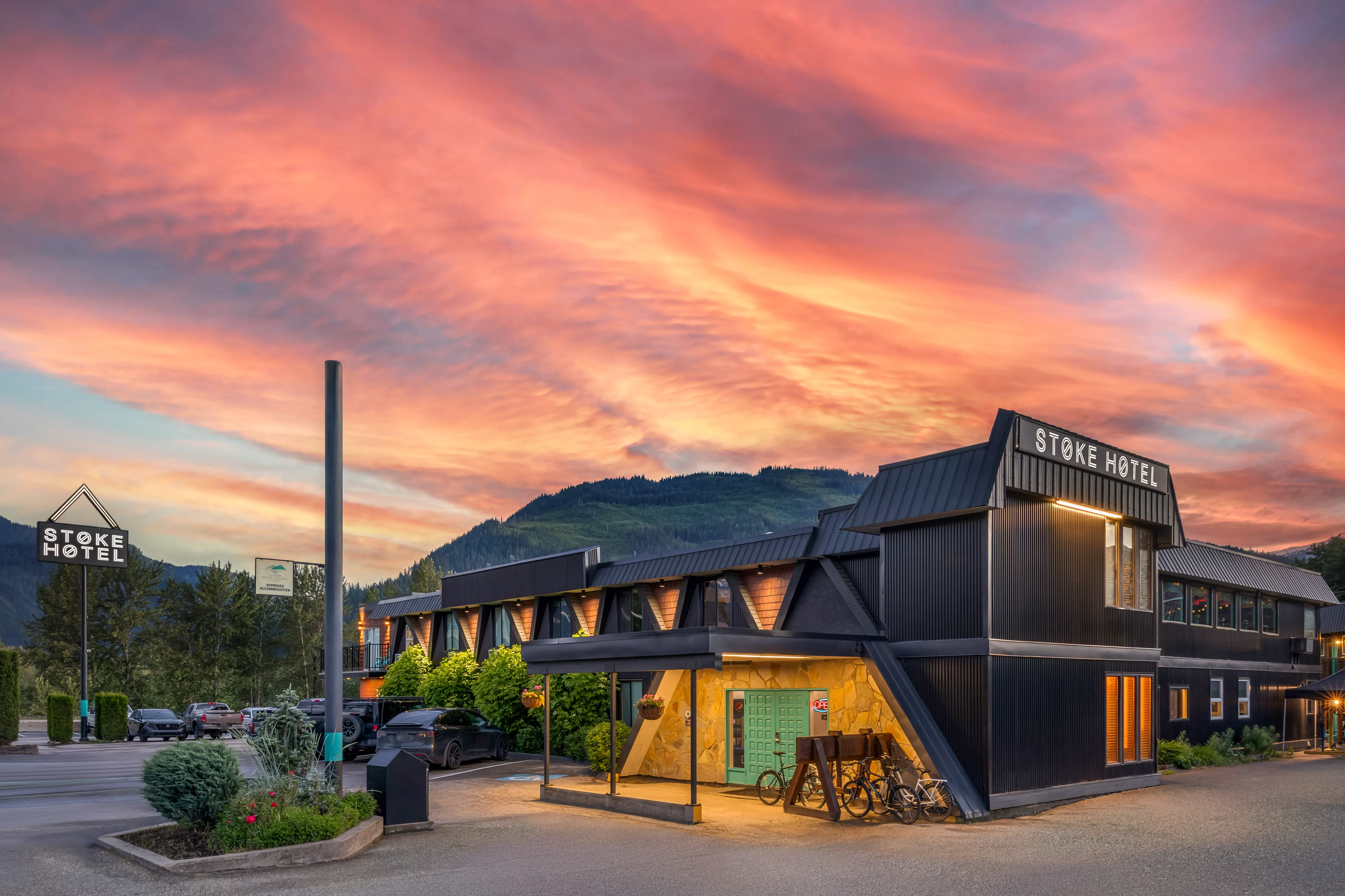 Hotel Exterior at Sunset